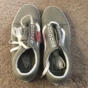 Grey Vans with White Stripes